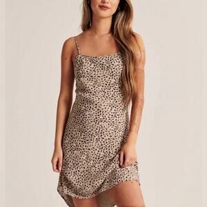 Abercrombie & Fitch Square Neck Leopard Print Mini Dress Size M Tall
